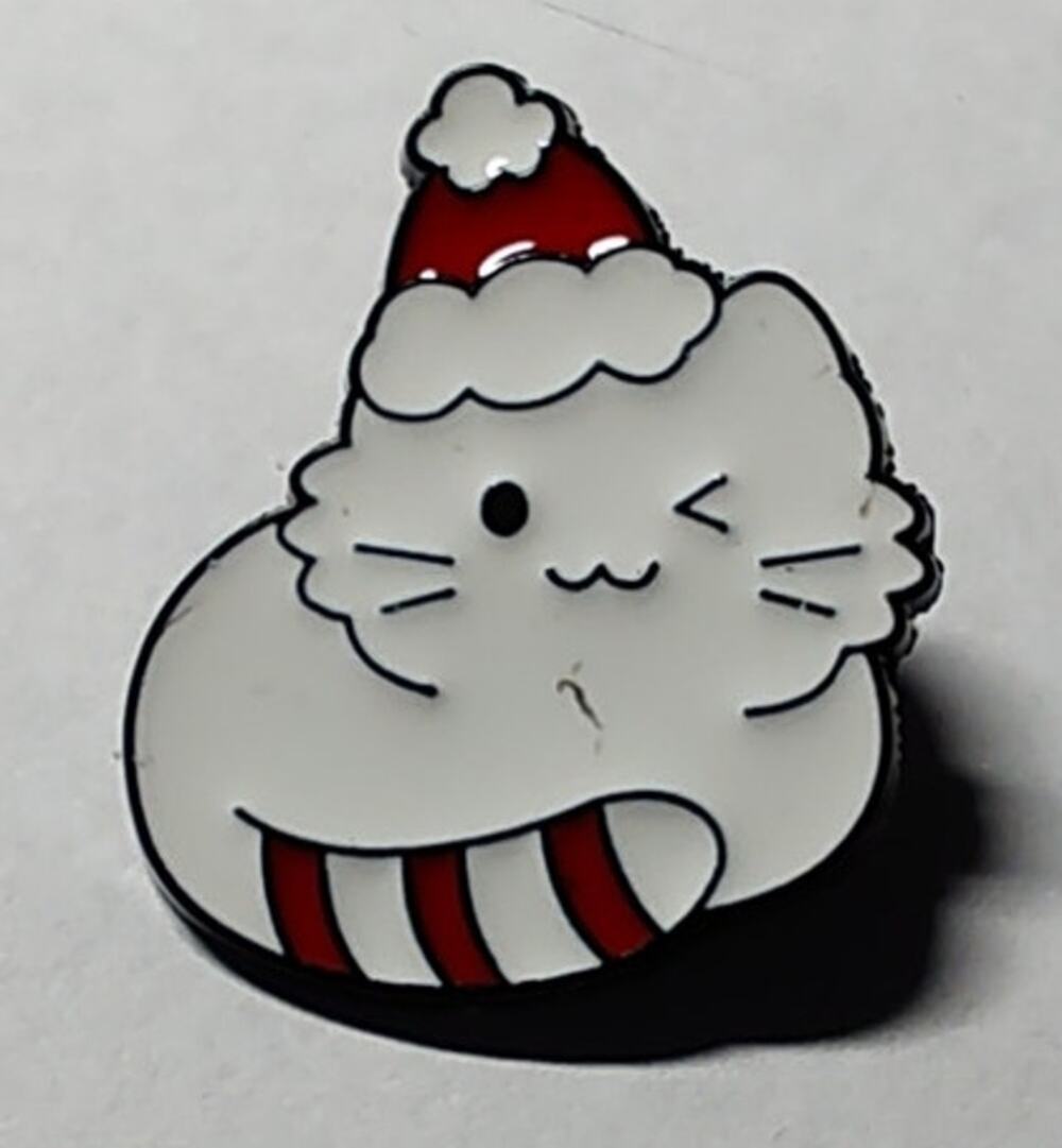 Cute Christmas Cat Santa Hat Pin Kitty Lapel Hat Brooch